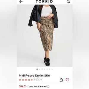 NWT Leopard print denim midi skirt